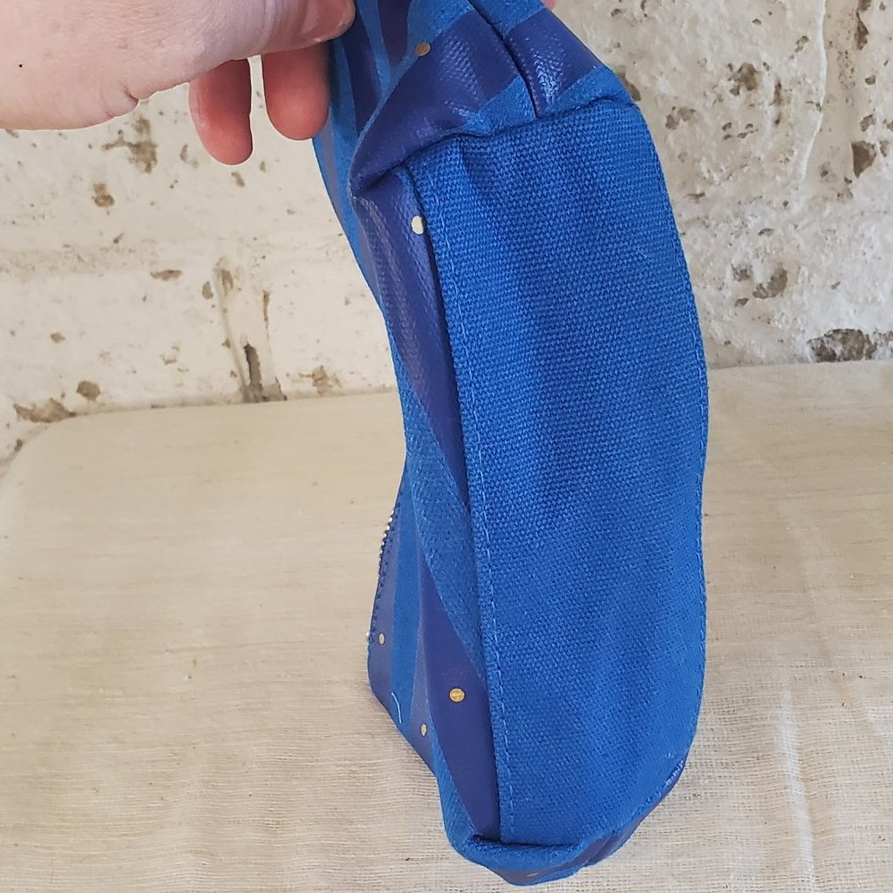 Kiehls Blue Striped Make-Up Zippered Travel Case Canvas Pouch - Picture 7 of 9